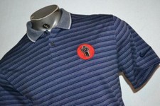 30457-a Mens Nike Golf Polo Shirt Size Large Standard Fit Blue Striped Polyester