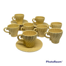 Juego de 8 tazas y platillos DEMITASSE AMARILLOS REMOLINO FRANCISCAN WARE Coronado