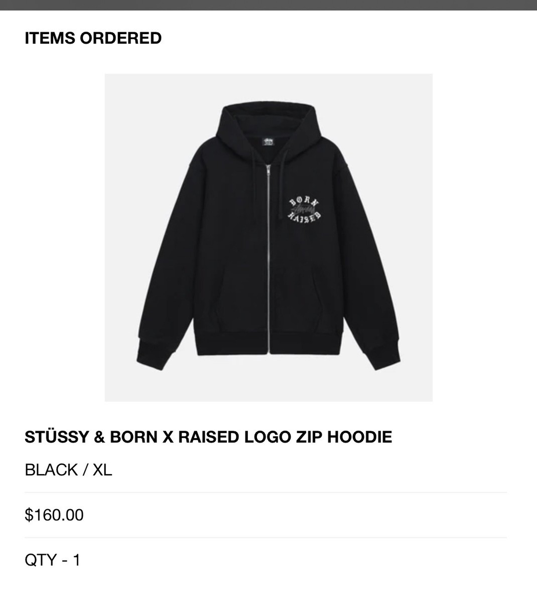 STUSSY & BORN X RAISED RAISED LOGO ZIP HOODIE CONFIRMED X STUSSY & BORN X RAISED RAISED LOGO ZIP HOODIE CONFIRMED X