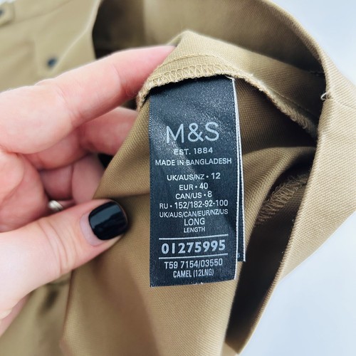 M&S Skirt UK 12L Tall A-line Box Pleats Retro 70s Utilitarian Minimalist - Picture 12 of 24