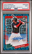 MARCELO MAYER 2023 DONRUSS RTD PRSPCT [AUTO TEAL VELOCITY 12/15]-PSA 9-P3/NH-BRS