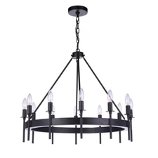 Craftmade Transitional Larrson 12 Light Chandelier, Flat Black - 54312-FB