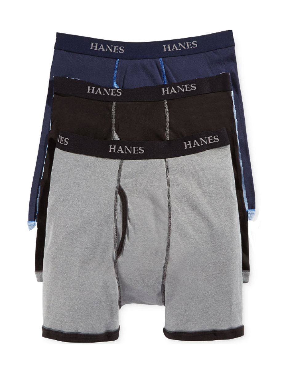 $48 Hanes Platinum Underwear Men Black Gray Cotton 3-Pack Boxer Briefs Size  S
