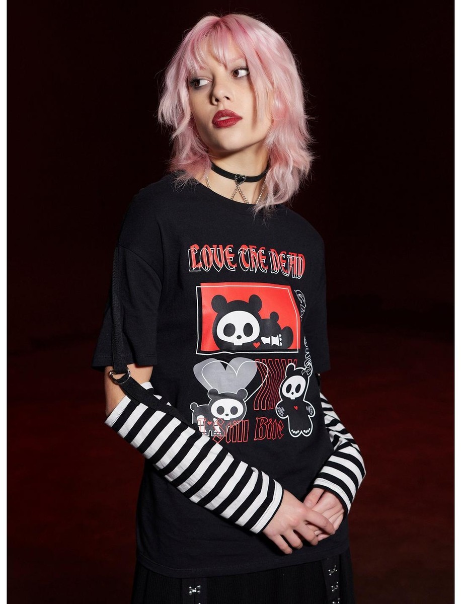 Skelanimals Diego Goth Emo Punk Stripe Oversized Long-Sleeve T