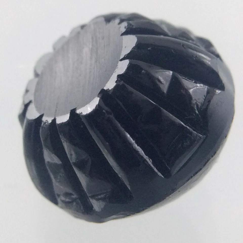 Black Color Glass Round Garment Button 0.4in Relief Pattern 773C - Image 3 of 4
