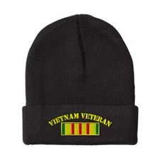 Beanies for Men Vietnam Veteran Flag Embroidery Winter Hats Women Skull Cap