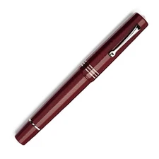 Leonardo Dodici Fountain Pen in Burgundy Red Guillochè No. 8 Size 14kt Medium