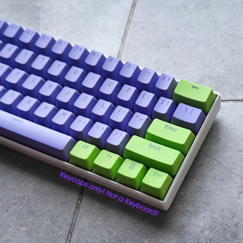 Purple Green NEON EVA01 Keycaps Set PBT Double Shot for MX Mechanical Keyboards