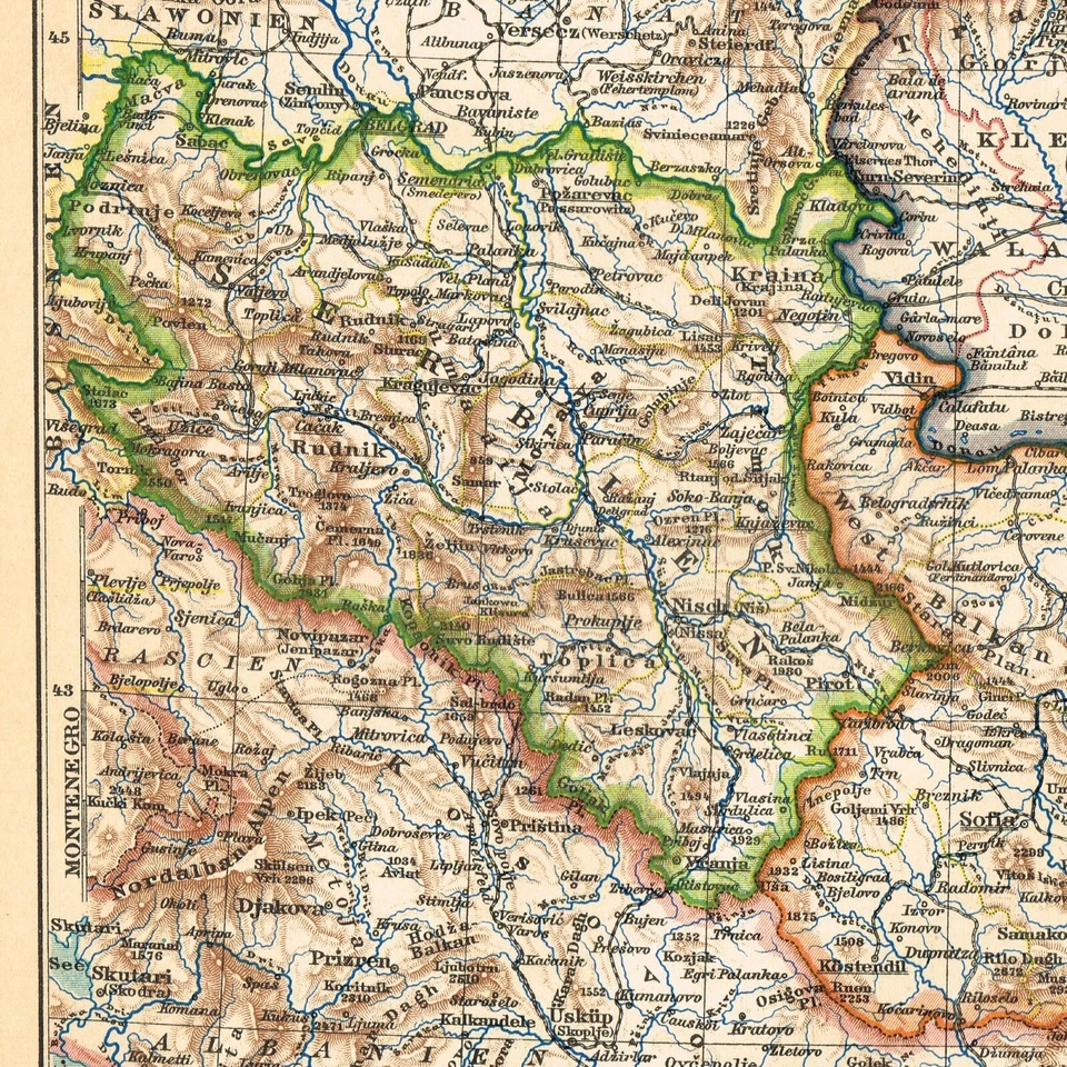 ROMANIA  SERBIA BULGARIA 1904  Original Map BALKAN PENINSULA - Image 2 of 4