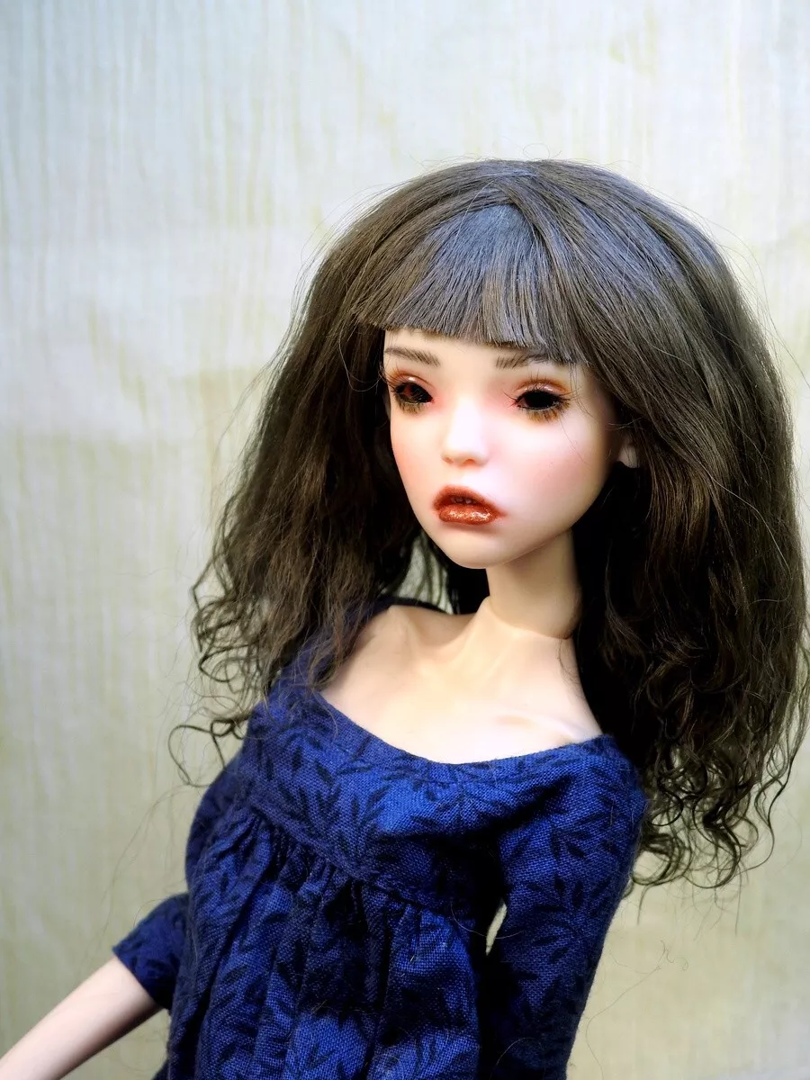 Popovy BJD Custom Doll Wig 1/4 OOAK 12 cm Medium Brown with Bangs 4.72