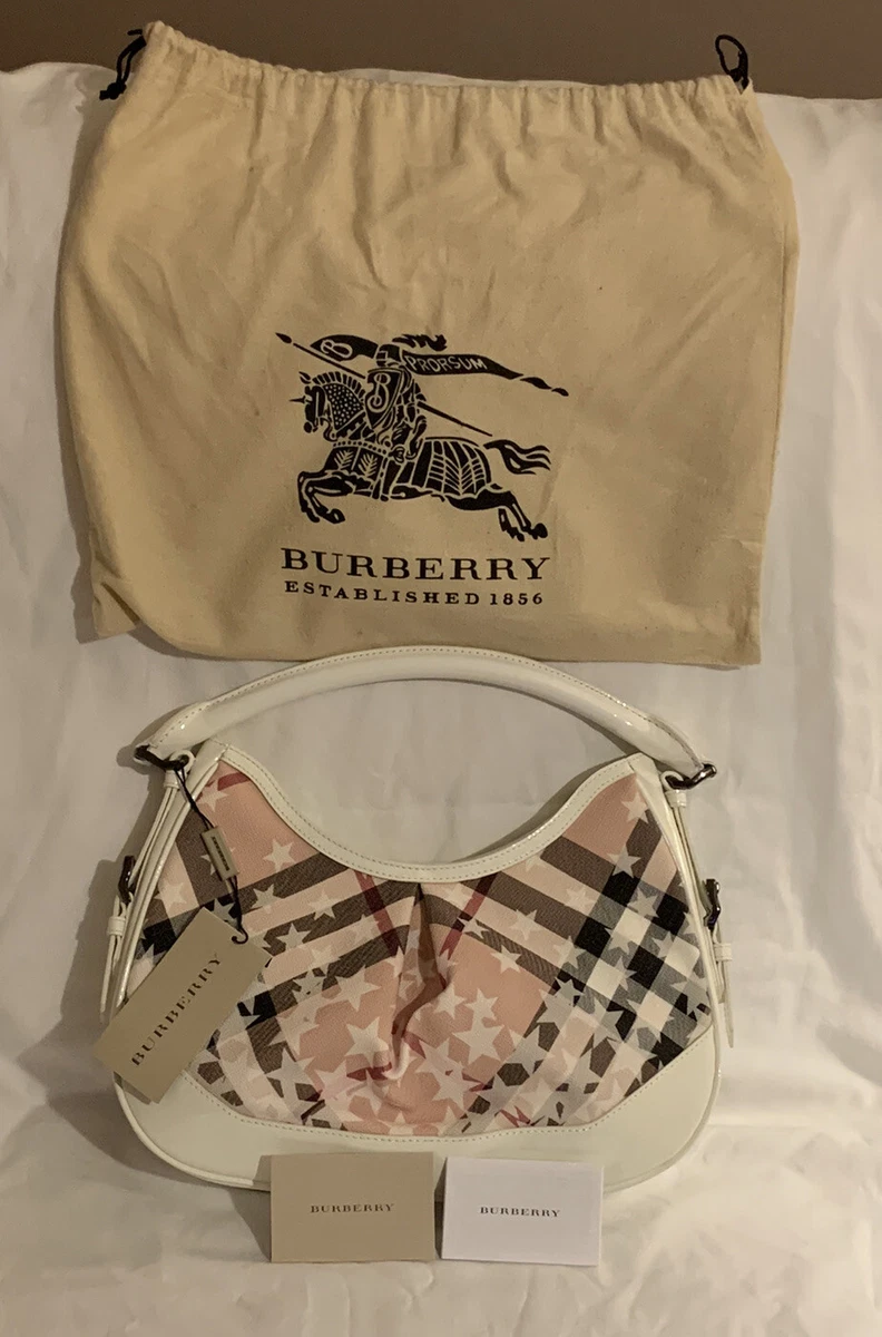 100% Genuine Burberry Patent Nova Check Stars Small Hobo Bag BNWT