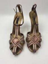 Women's Designer Alberta Ferretti 90s Vintage Strappy Sandals Dusty Rose Satin