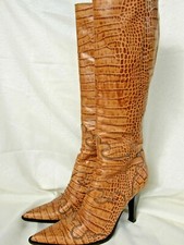 STIVALI DONNA STILE TEXANI CON TACCO ALTO COLOR CUOIO VERA PELLE  PERFETTI nuovi