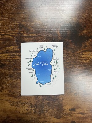 Lake Tahoe Vinyl Map Sticker 3.5  Custom Made
