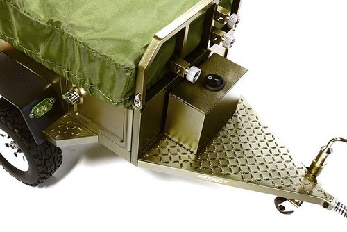 Remolque de campamento modelo realista de aleación con tienda de campaña en la azotea para 1/10 radiocontrol 390x195x175 mm - Imagen 4 de 6
