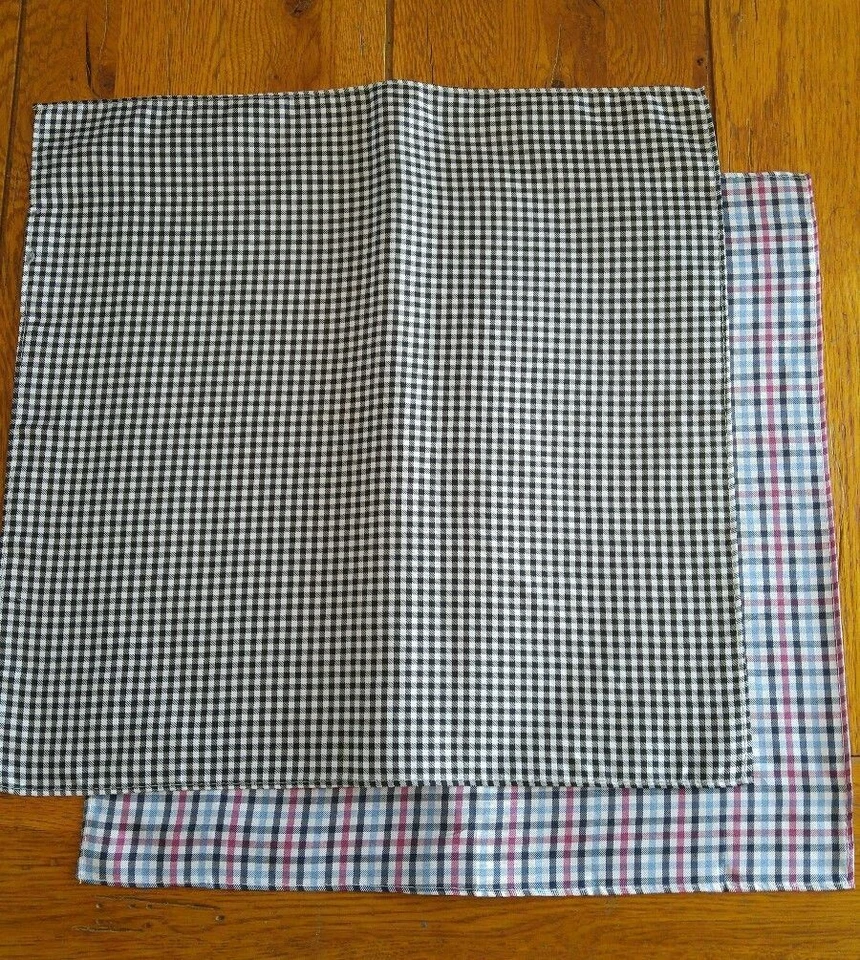 Black/White checked and Multi-colored Plaid 100% Silk Pocket Squares Set of 2 - Image 2 of 3