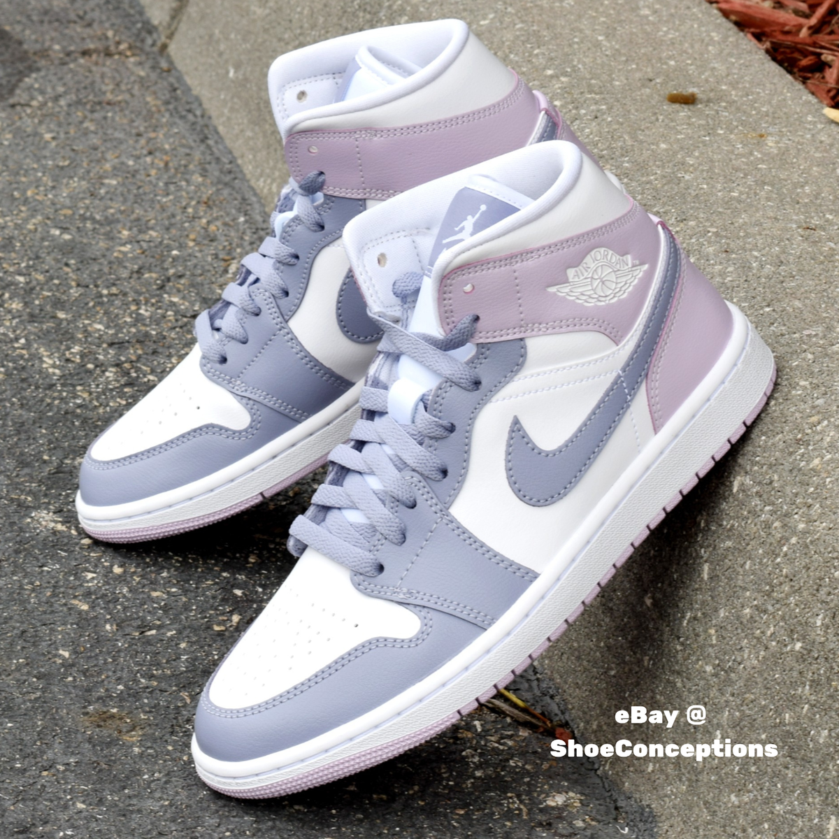 Nike Air Jordan 1 Mid Shoes Indigo Haze Doll White BQ6472 Nike Air Jordan 1 Mid Shoes Indigo Haze Doll White BQ6472