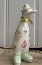 CERAMIC DUCK WITH BEES & WILDFLOWER DESIGN Home Decor Ornament Patio Gift H14cm