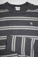 Abercrombie & Fitch Long Sleeve Crew Neck Muscle Shirt M Striped Moose Logo