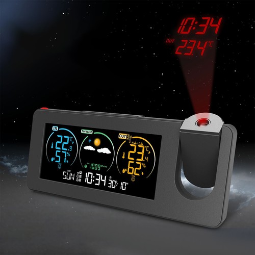 Alarm Clock Digital Clock On Ceiling With Indoor Outdoor Temperature Projector - Picture 4 of 15