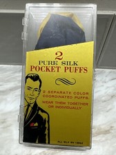 Vintage Men's Pocket Puff Handkerchief With Permanent Plastic Holder 2 In Box