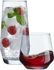 Le'raze Tuscany Collection Drinking Glasses Set of 8 Chalices & Stemless Wine