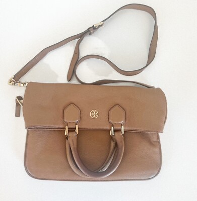 Tory Burch Convertible Fold-Over Leather Crossbody Bag handle