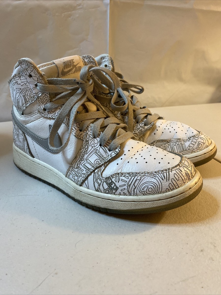 Air Jordan 1 Retro High OG Laser BG Boys Shoes White Air Jordan 1 Retro High OG Laser BG Boys Shoes White