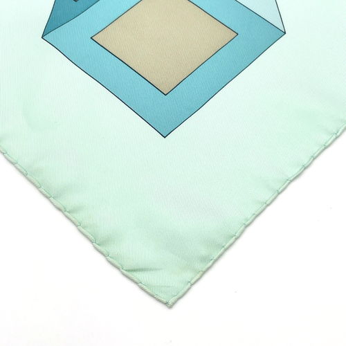Auth Hermes Carré 90 A.M.CASSANDRE Blue x Multicolor Silk Scarf W/Bag BA060086 - Imagen 16 de 21