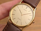 [Unused] 1980 SEIKO Dolce 7741-6030 Gold Dial Quartz Men's Watch Vintage 32mm