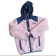 L.L. Bean Girls 5-6 Primaloft Reversible Pink Multicolor Fleece Full Zip Jacket