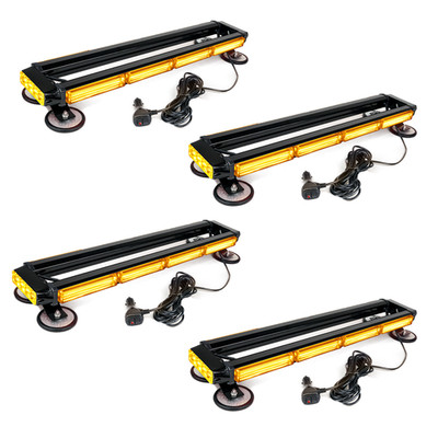 4x 26'' Amber LED Emergency Strobe Rooftop Double Side Light Bar Traffic Advisor