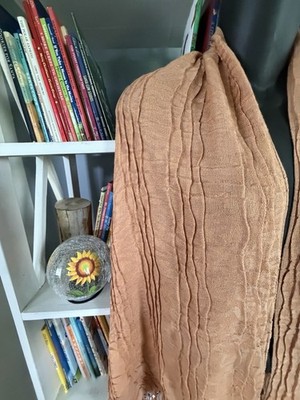 Vtg Pashmina Neutral Tan Scarf, Shaw, Wrap, Runner  Boho 64 x 22 