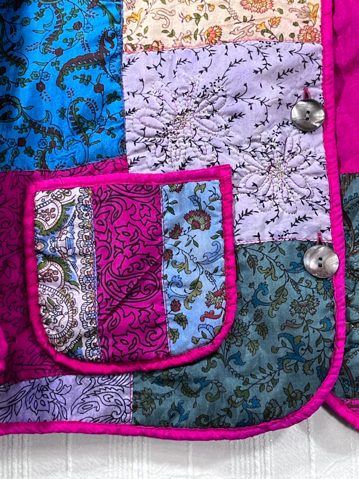 Tantrums Collection Patchwork Silk Jacket Boho Hi… - image 5