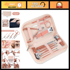 12-in-1 Portable Nail Clippers  Beauty Tool Set, Rose Gold Manicure Kit, Pink L