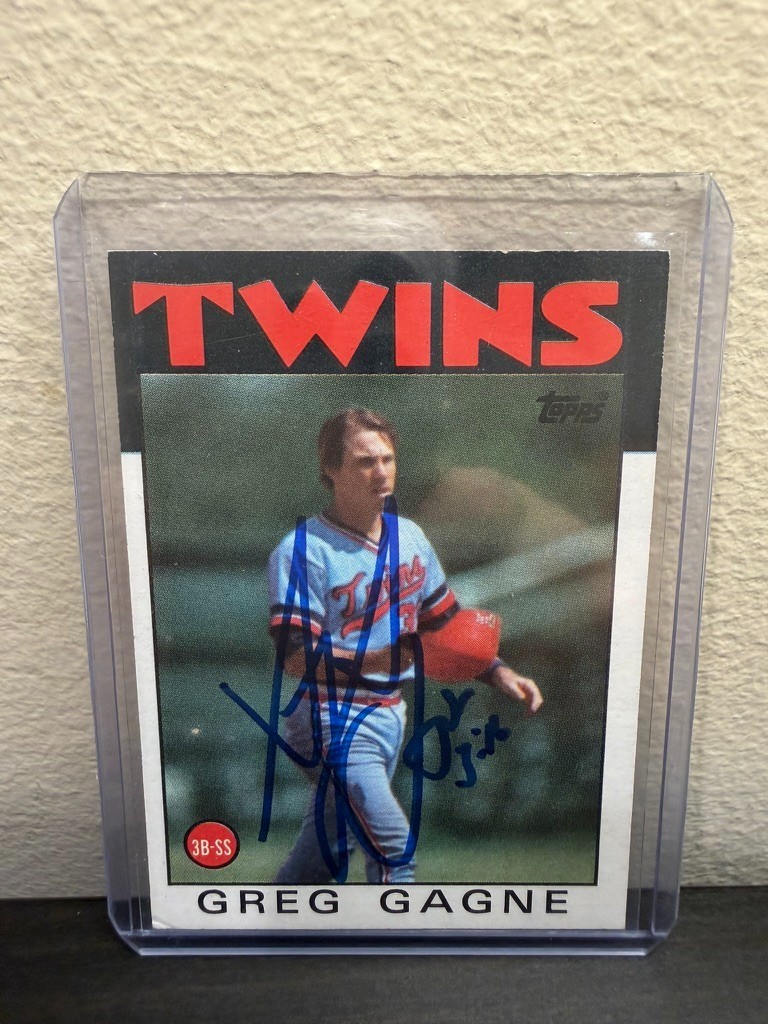 Greg Gagne 1986 Topps AUTO #162 Minnesota Twins