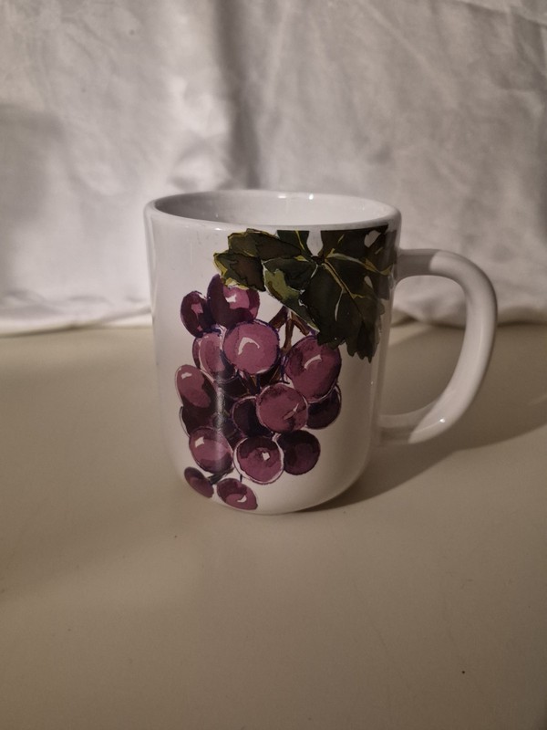 The Cellar Entertaining Grapes White Mug With Grapes Stoneware