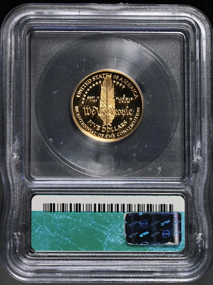 1987-W Constitution Commemorative Gold $5 ICG PR70 DCAM - Image 4 of 4