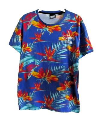 SUPERDRY Tropical Hawaiian Cotton T Shirt Size XL Spirit of Japan British Design
