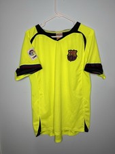 FC Barcelona Capitan Jersey Medium M Yellow Neon Lime LFP La Liga Soccer VTG