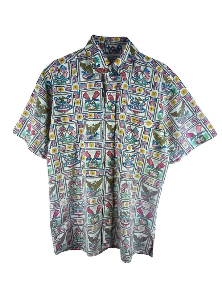 Reyn Spooner Hawaiian Shirt S Men's Dietrich Varez July of 4th Made in Hawaii - Image 3 of 4