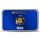 1 oz Wisconsin State Flag Silver Bar (Colored)