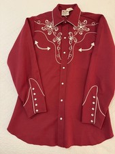 Vintage H Bar C Embroidered Pearl Snap Western Shirt