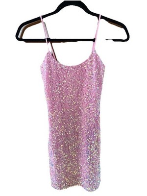 Lucy in the Sky Sparkly Pink Iridescent Sequin Bodycon Dress Size XS