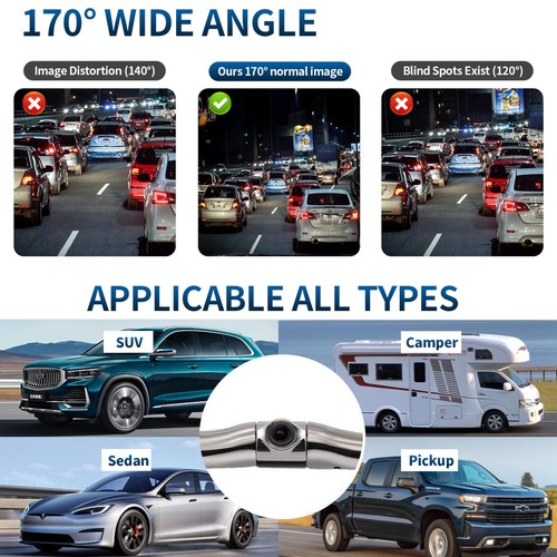 HD Backup Camera - 170 Wide Angle, Universal License Plate, IP69 Waterproof, ... - Picture 3 of 8