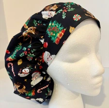 Christmas Print Size Large Medical Bouffant Scrub Cap Surgery Hat