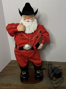 Vintage Holly Jolly Rock Santa Collectible #2 Dancing Cowboy Santa Tested Works