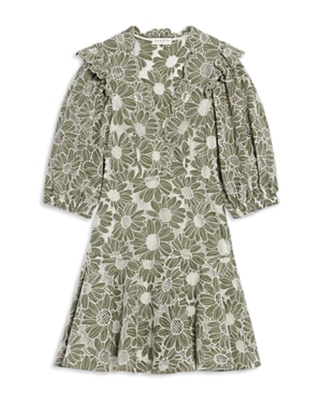 Sandro Women's Audrey Embroidered Cotton Lace Dress - Olive Green - Size 8