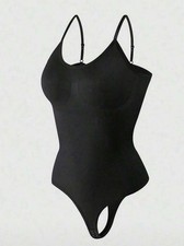 Black One Piece Women's Bodysuit with Adjustable Straps