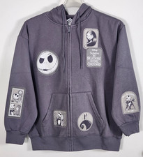 Disney Women's Size Large Gray Nightmare Before Christmas Hooded Zip Up Jacket